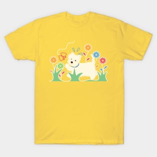 West Highland White Terrier Playing with Butterfly T-Shirt